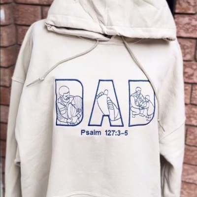 Custom Embroidered Dad Photo Sweatshirt With Kids Name For Father's Day Gift Ideas
