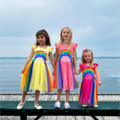 Back to School Rainbow Dress For Girls