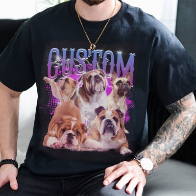 Personalized Bootleg Pet Vintage Photo Tee For Pet Lover Gift