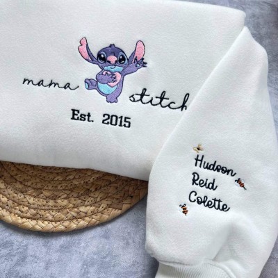 Custom Embroidered Mama Sweatshirt With Kids Name For Mother's Day Gift Ideas