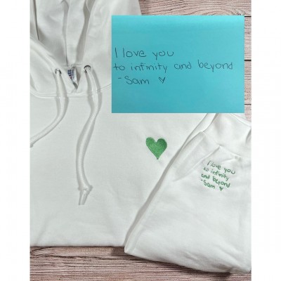 Custom Embroidered Handwriting I Love You Forever Hoodie Sweatshirt For Couple Valentine's Day Gift Ideas