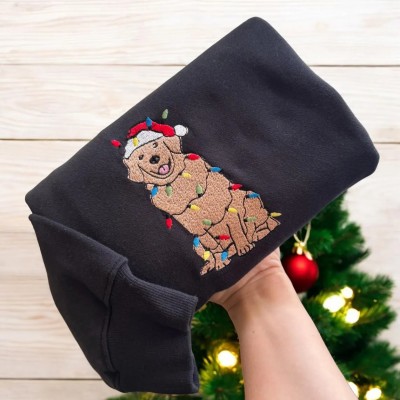 Custom Christmas Embroidered Dog Sweatshirt For Pet Lover Gifts