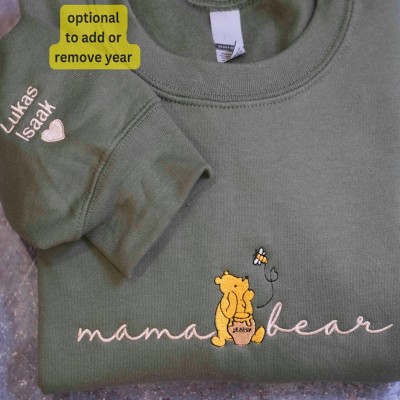 Custom Embroidered Mama Bear Sweatshirt With Kids Name For Mother's Day Gift Ideas