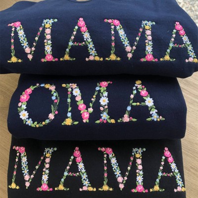 Custom Floral Mama Embroidered Sweatshirt For Mother's Day Gift Ideas