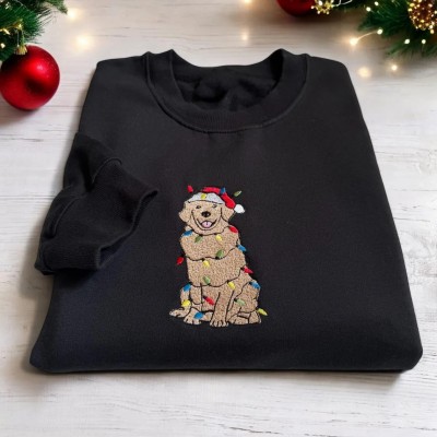 Custom Christmas Embroidered Dog Sweatshirt For Pet Lover Gifts