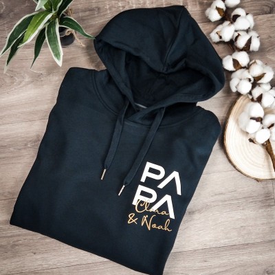 Custom Embroidered Papa Sweatshirt With Kids Name For Father's Day Gift Ideas