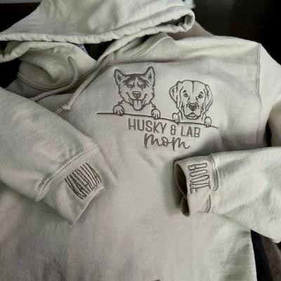 Custom Embroidered Pet Portrait Outline Sweatshirt For Pet Lover Gift