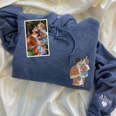 Custom Embroidered Dad Sweatshirt With Kids Name For Father's Day Gift Ideas