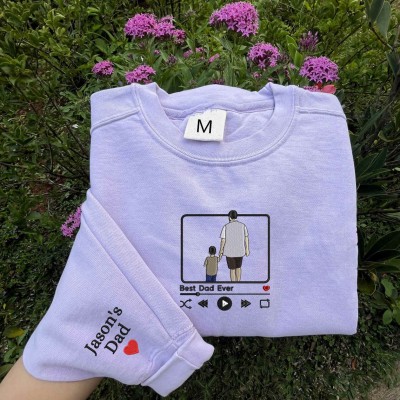 Custom Embroidered Photo Sweatshirt With Kids Name For Father's Day Gift Ideas