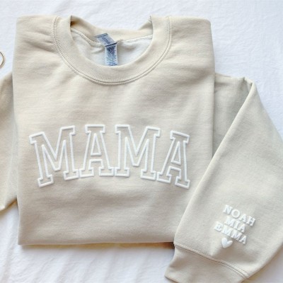 Custom Embroidered Mama Hoodie Sweatshirt With Kids Name For Mother's Day Gift Ideas